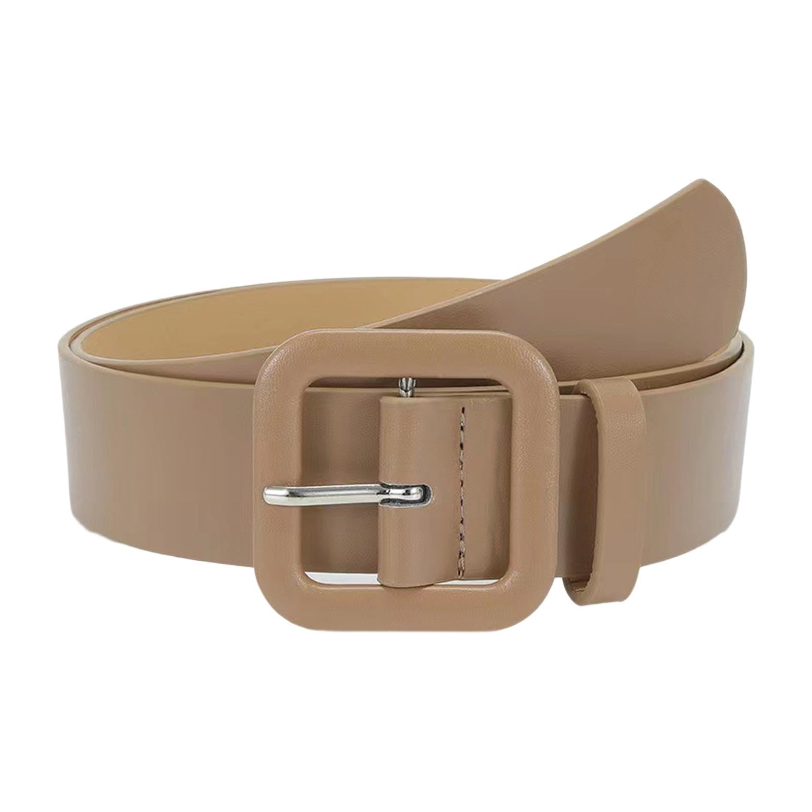 Womens PU Leather Belt Trendy Adjustable Dress Belt for Skirts Jeans Sweater Khaki-image-43