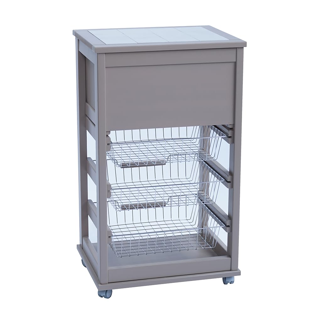 CARRELLO PORTAPANE PORTAFRUTTA CON CASSETTO VARIE FINITURE (Tortora)