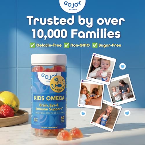 GOJOY Kids Omega 3 DHA Gummies – No Fish Burps, No Sugar – Brain, Eye & Immune Support – Plant-Based Omega-3 from Algae – Vegan, Clean DHA for Toddlers, Children & Kids Ages 3+ - Image 3