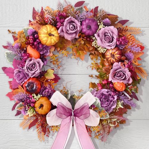 2 Pcs Fall Wreath Decor - 2025 Fall Wreaths for