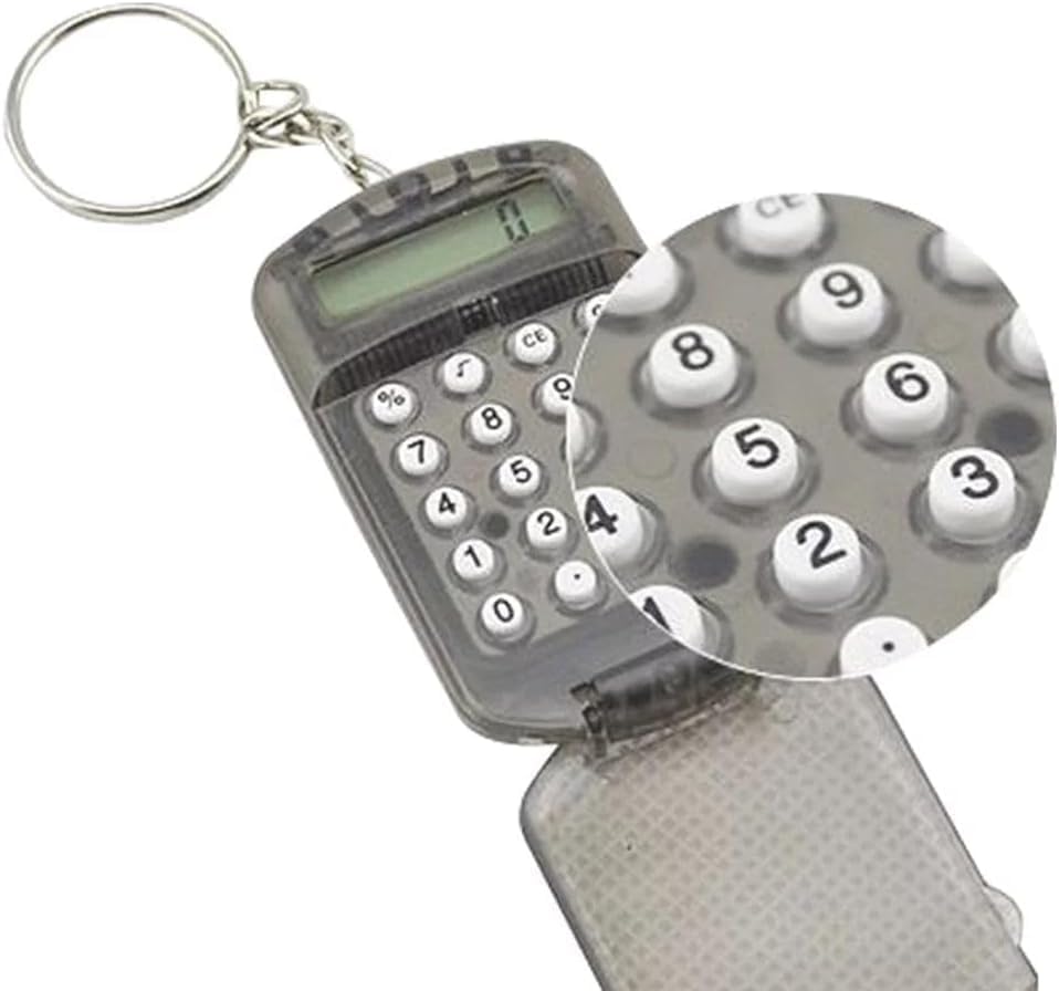 Black Pocket Calculator Key Ring Tiny Small Portable Mini Electronic Calculator for Home Office Students Basic Calculators Office Accessories