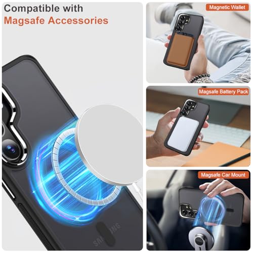 Image of MALEWOLF Case for Samsung Galaxy S26 Plus, Compatible with Magsafe, Translucent Cover [Military Grade Shockproof] [Anti-Slip Edge], Color Hybrid Magnetic Case for Galaxy S26+ (Black)