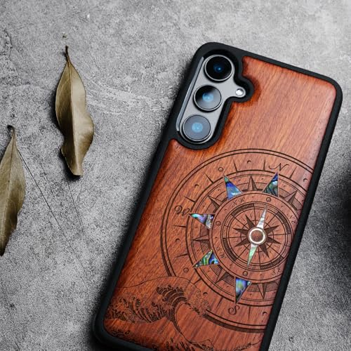 Étui rigide Galaxy S25 Plus fini les rayures avec le bois gravé chic - 4