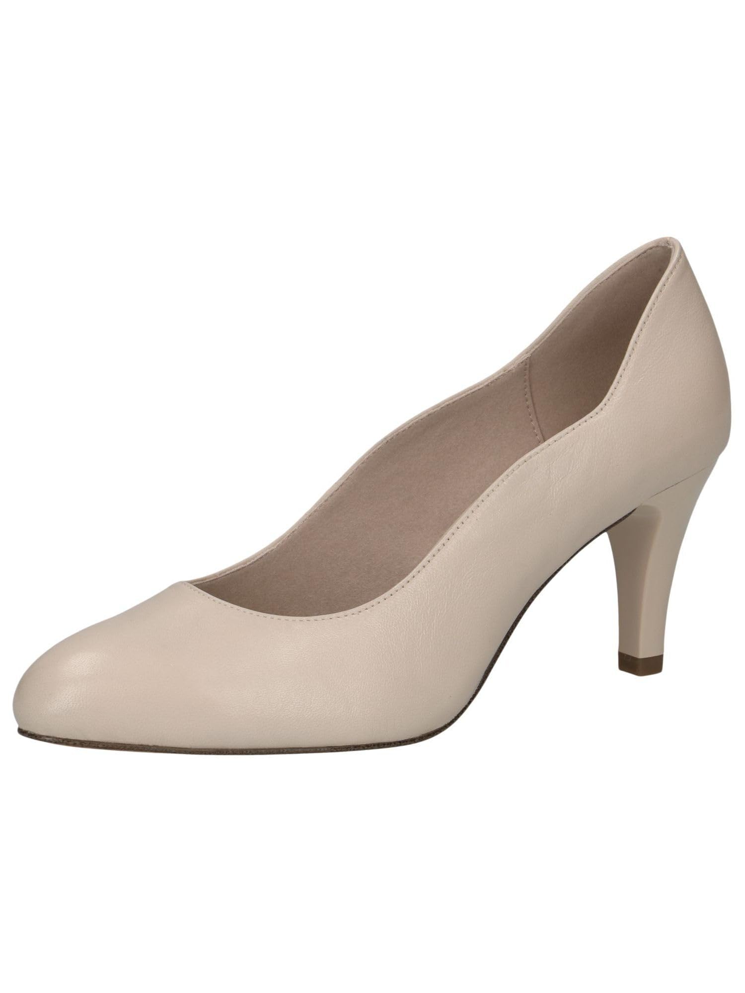 CAPRICE Women Pumps Leather Pointed, Cream (Offwhite Nappa), 3.5 UK