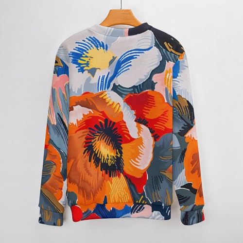 Tropical Flowers Mens Sweater Crewneck Pullover Sweater Casual Long Sleeve Warm Winter Tops3