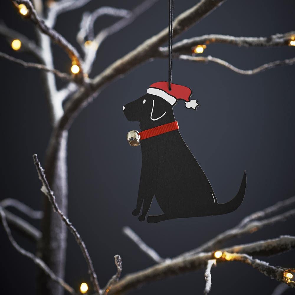 Sweet William Designs Black Sweet William Labrador Christmas Decoration, Wood,