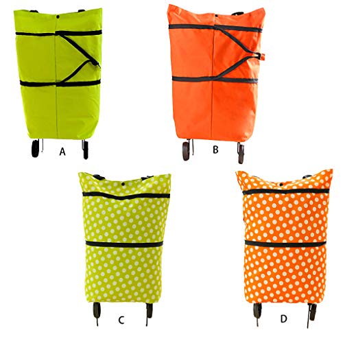 Vokmon Bewegliche Faltbare Einkaufs Trolley-Tasche mit Rad Wasserdichtes Oxford Stoff-Taschentasche, orange – Bild 3
