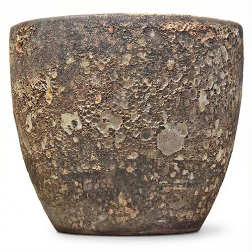 Teramico Premium Pflanzkübel Keramik glasiert – 100% Frostfest & Handarbeit. Blumenkübel mit Loch für Außen & Innen. Hochwertiger Übertopf Unikat Winterfest (Lava Braun, 38cm x 31cm)