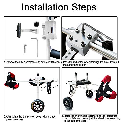 SYOSIN Adjustable Wheels Dog Wheelchair Cart Disabled Dog Assisted Walk Car for Hind Leg Rehabilitation, Lightweight Dog Cart for Back Legs ((XS:Height 5.9''-9.4'',Hip 5.5''-7.9''))