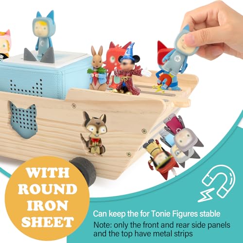 Image of Ship for Tonies Box 1 /2 Organizer Storage Shelf, Wooden Magnetic Holder for Toniebox Player Tonies Figures Characters for Children, Display Collection 20~30 Characters, Funny Little Ship