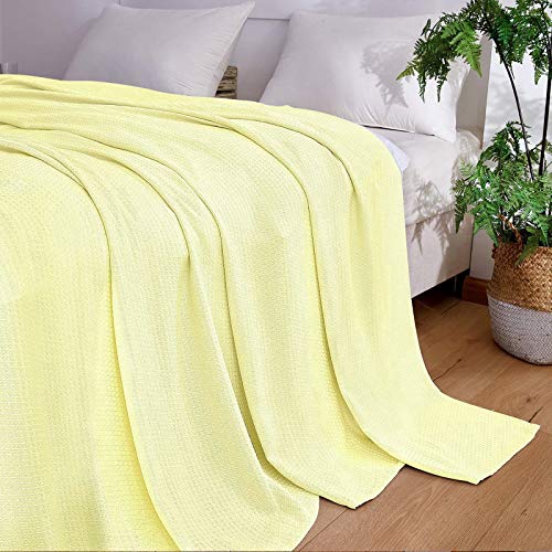 DANGTOP Twin Size Cooling Blankets, 100% Bamboo Blanket for All-Season, Ultra-Cool Lightweight Blanket, Cooling Blanket Absorbs Body Heat to Keep Cool on Warm Night (59X79 inches, Yellow) - Thumbnail 6