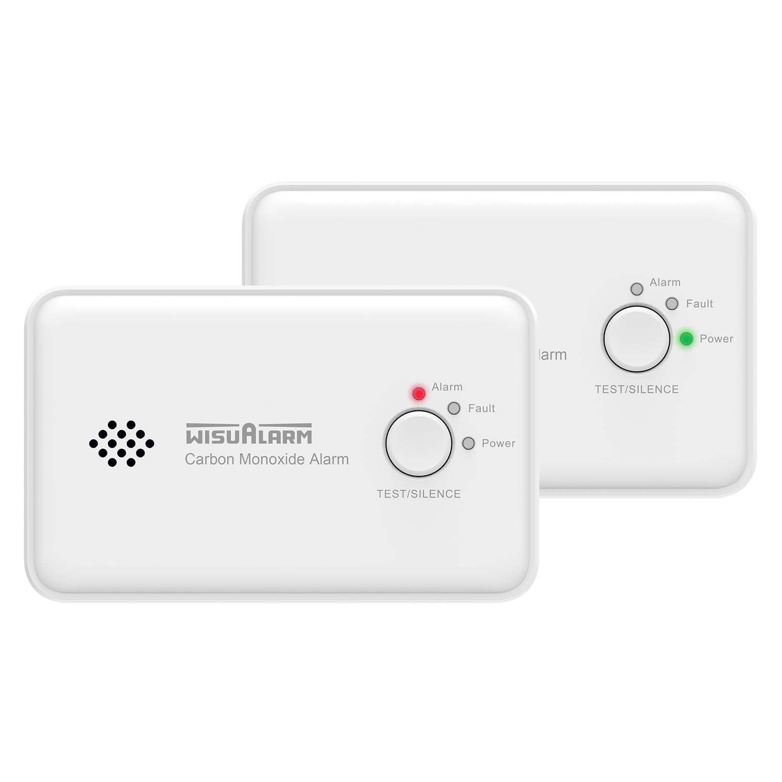 Detector de monóxido de carbono, alarma de monóxido de carbono de batería de 10 años, alarma CO con botón de prueba/silencio, detector de monóxido de carbono cumple con la norma EN 50291 (2 piezas)