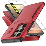 for Samsung Galaxy S25 Ultra Case, with 1 HD Screen Protector & Slide Camera Cover [Military-Grade] Phone Case Heavy Duty Rugged Shockproof Protective Cover for Galaxy S25 Ultra(Red)