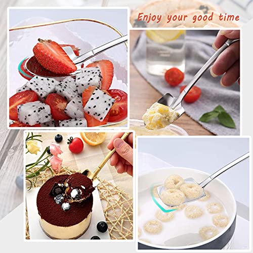 10Pcs Shovel Spoons Stainless Steel Spoon Reusable Dessert Spoons For Coffee Tea Ice Cream Fruit Sugar Cake(Black) #TOP5
