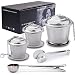 Loose Leaf Tea Infuser, Bluelark 2+1 Pack Reusable 18/8 Stainless Steel Tea Strainer & Cooking Infuser with Drip Trays, Extended Chain Hooks, Teaspoon and Scoop