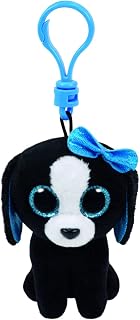 Carletto Ty 35013 Tracey Dog Ty 35013-Tracey Clip, pies z błyszczącymi oczami, Beanie Boos, 8,5 cm, czarny, czarny/biały