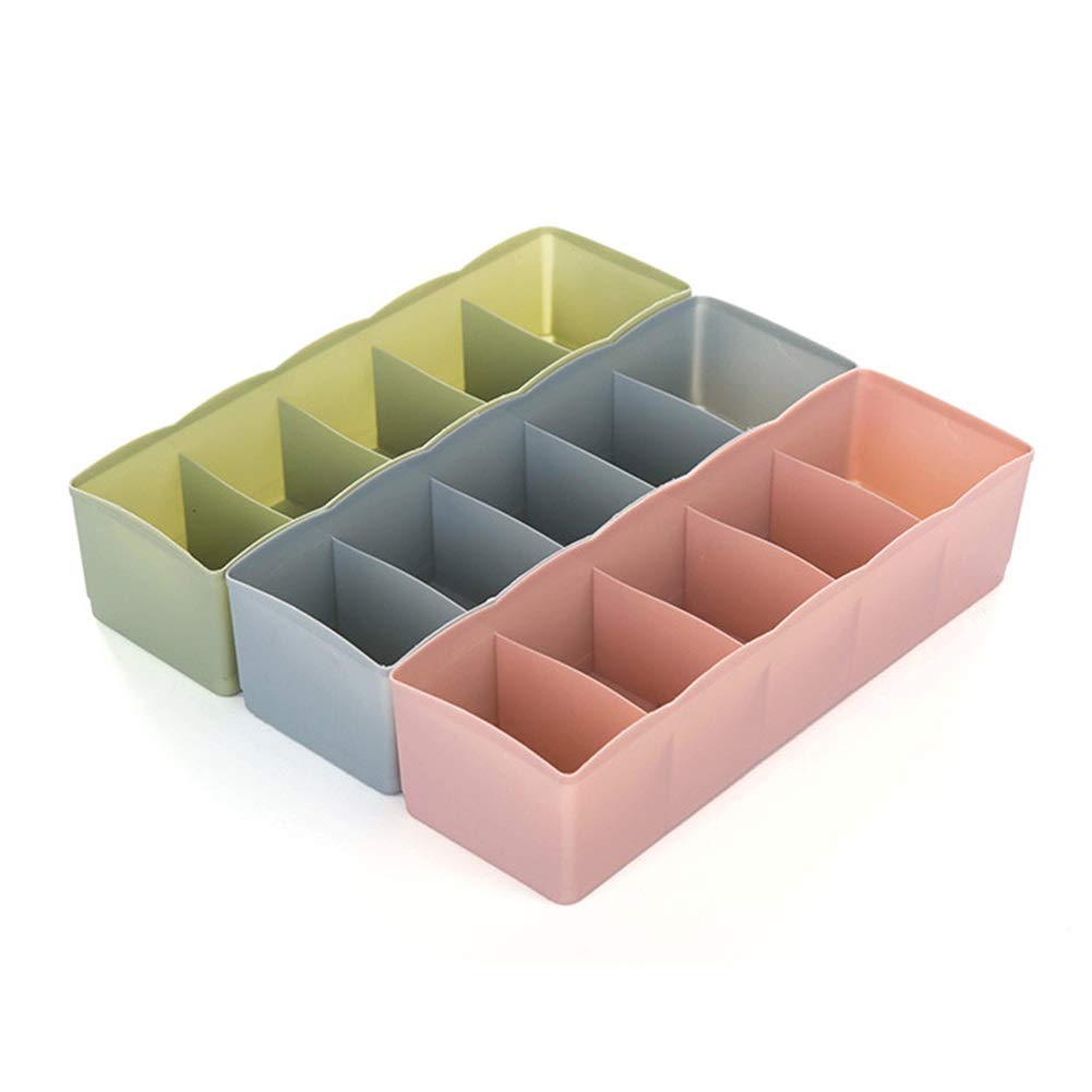 Aufbewahrungsbox aus Kunststoff mit 5 Fächern für Unterwäsche, Schubladen-Organizer, Schubladenteiler, Krawatte, BH, Socken, Schubladen-Organizer, Kosmetik-Organizer (Argento)