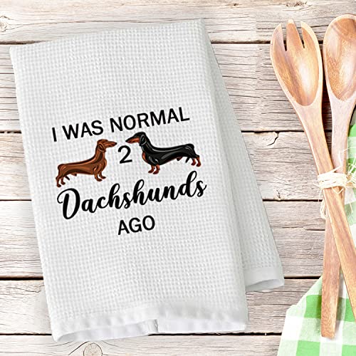 PLITI Dachshund Kitchen Towels Dachshund Owner Gift i Was Normal 2 Dachshunds Ago Dachshund Lover Gift Wiener Dog Mom Gift (two dachshunds TWU) - Image 3