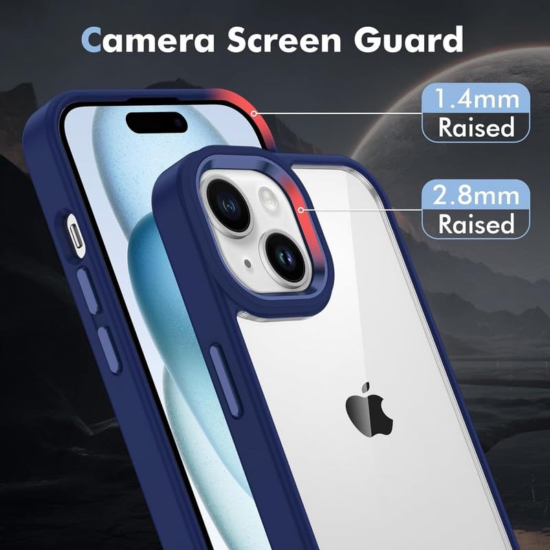Image of for iPhone Case 15 Plus, [Anti-Yellowing Technology] [Military Grade Drop Protection] Shockproof Slim Hybrid Phone Case for iPhone 15 Plus - Indigo Blue