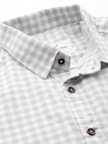 Image of Majestic Man Men Comfort Slim Fit Pure Cotton Tartan Checked Casual Shirt