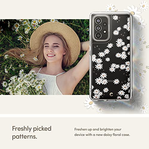 Image of Spigen Cyrill Cecile | Samsung Galaxy A53 5G Case | Transparent Flower Pattern Print Design Galaxy A53 5G Back Cover | TPU+Poly Carbonate - White Daisy