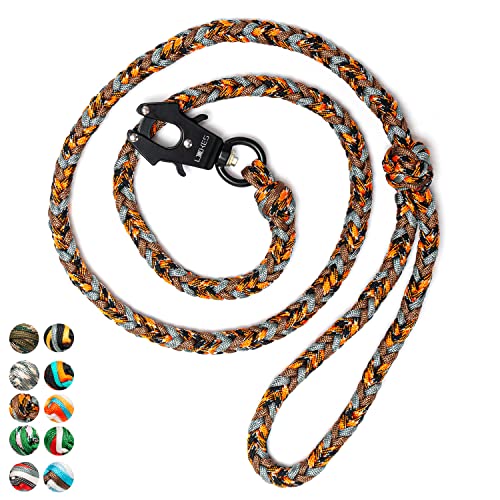 Heavy Duty Paracord Braided Dog Leash with LIIIIIIKES Frog Clip,2 FT/4 FT Training Leash for Dogs (Autumn Forest, 4 FT)