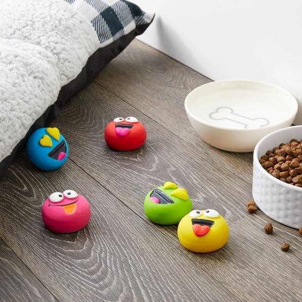 Pack de 5 Juguetes para Perros de Látex con Squeak, Emoticonos miniatura 5