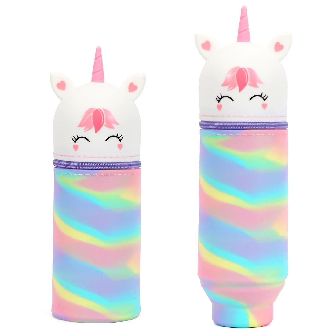 Astuccio Telescopico Vicloon A Forma Di Unicorno - Portapenne In Silicone Estensibile 2 In 1 - Impermeabile Per Scuola - Foto 4