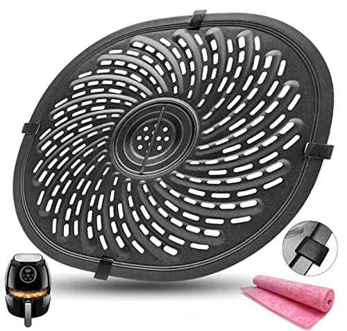 Hqt Air Fryer Grill Plate For 6.5Qt Chefman/7Qt Powerxl/7Qt Gowise Usa Air Fryers, Upgraded Double-Layer Non-Stick Coating Air Fryer Grill Pan Crisper Tray Rack Grate Grid Insert For 7Qt Air Fryers #TOP14