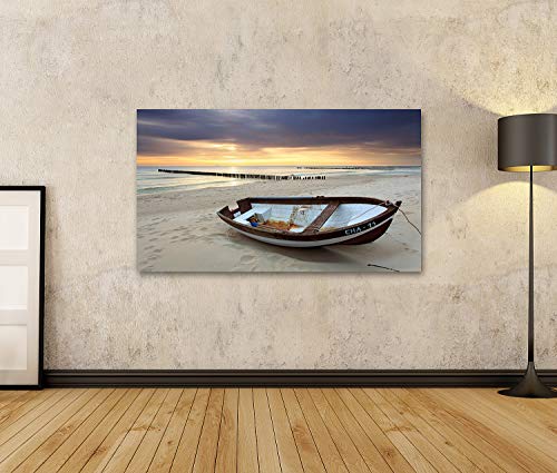 Images murales bateau sur la plage décoration salon et bureau moderne - 2