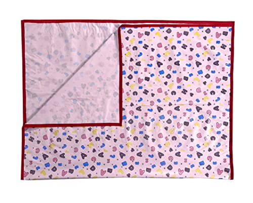 Image of Pookie Plastic Sheet,PVC Sheet for Kids,Rubber Sheet for Babies,Bed Wetting Protector(90 x 135 cm) (Pink ABC123)