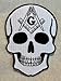 Masonic Skull Patch Head Iron On Embroidered Freemason Mason G Square Compass