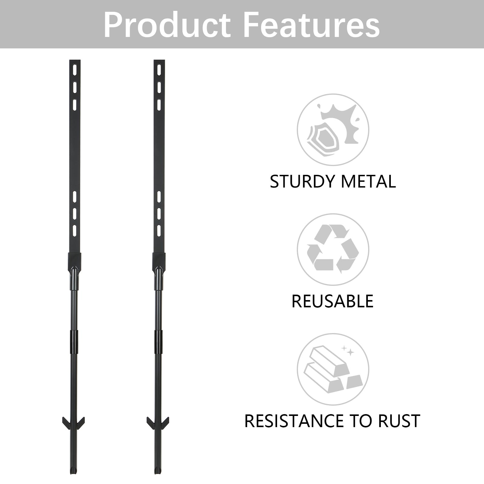 Andchi 2pcs Yard Sign Stakes Outdoor Signage Mount Stand DIY Signs Mounting Accessories (Black, 4 Feet) - Image 3