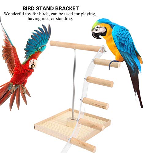 Hffheer Pet Parrot Stand Wooden+Metal Parrots Playstand Perch Gym Stand Playpen Ladder Bird Playground Parrot Perch Gym Stand Playpen Parrot Cage Toys for Parakeet Conure Cockatiel Cage Accessories - Thumbnail 2