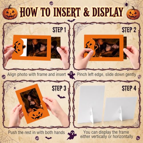 Image of AmazingSpark 50 Pack Halloween Paper Picture Frames Bulk Photo Frames 4x6