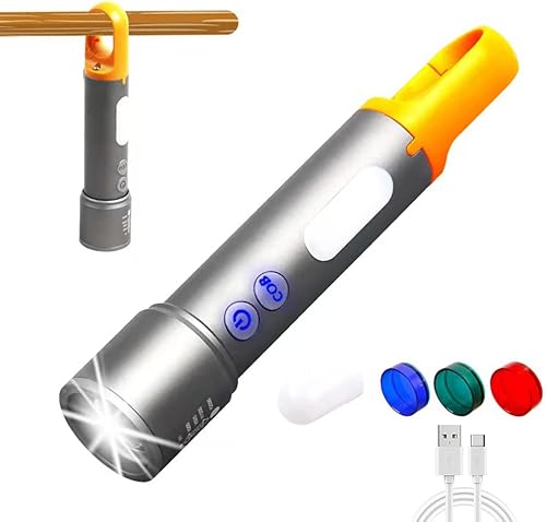 Linterna táctica recargable LED de alto lúmenes, linternas más brillantes para emergencias, camping, luz lateral COB, lentes multicolor zoomables,
