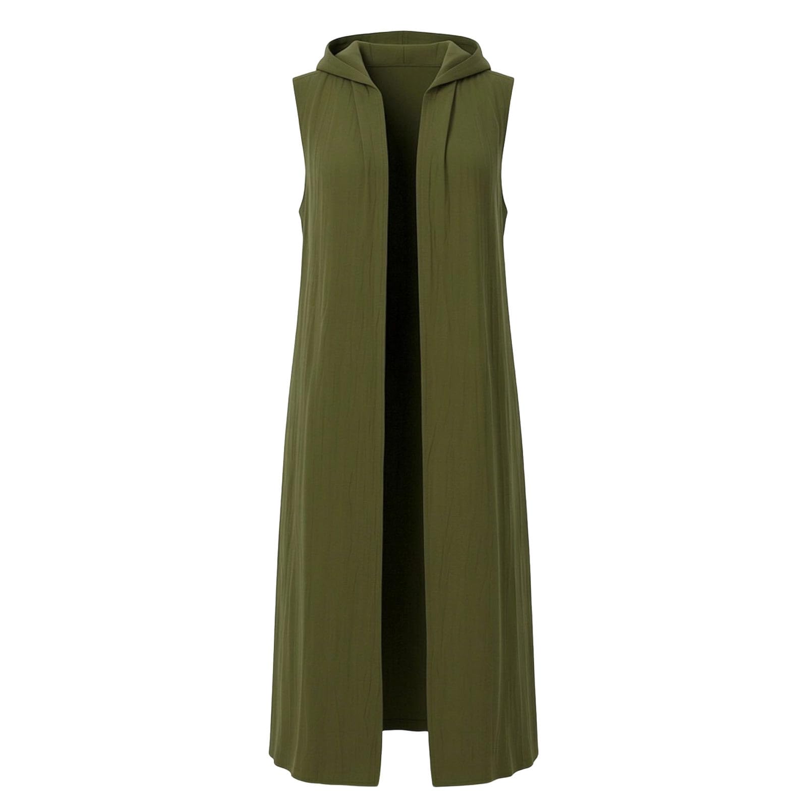 WWricotta Men's Renaissance Hooded Tabard – Sleeveless Tunic, Medieval Costume, Cosplay Cloak, LARP or Reenactment, Sizes M-XXL Green