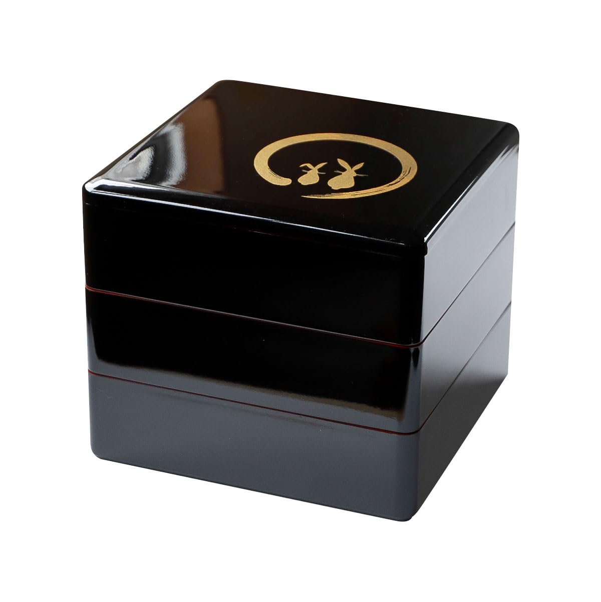 Three-Tier Kishu Lacquer Jubako Box, Black