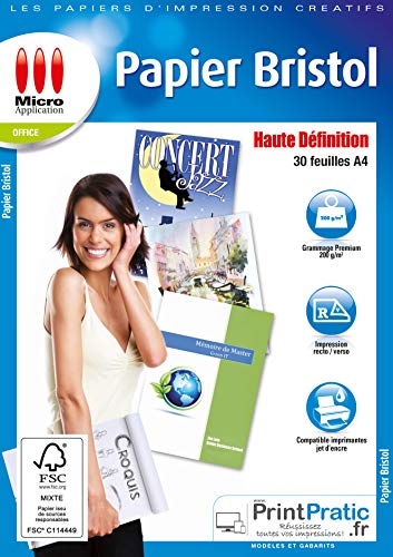 Papier Bristol A4 200g Micro Application pour dessin et impression laser 30f - 3