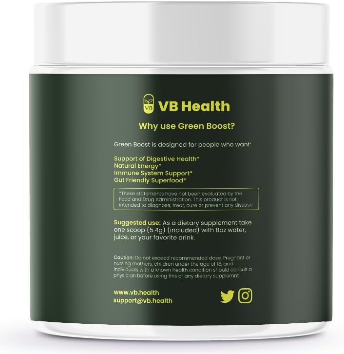 Green Boost Superfood Powder - 16 Super Fruits & Veggies and Bacillus Coagulan Probiotic (30 Servings) - Image 2