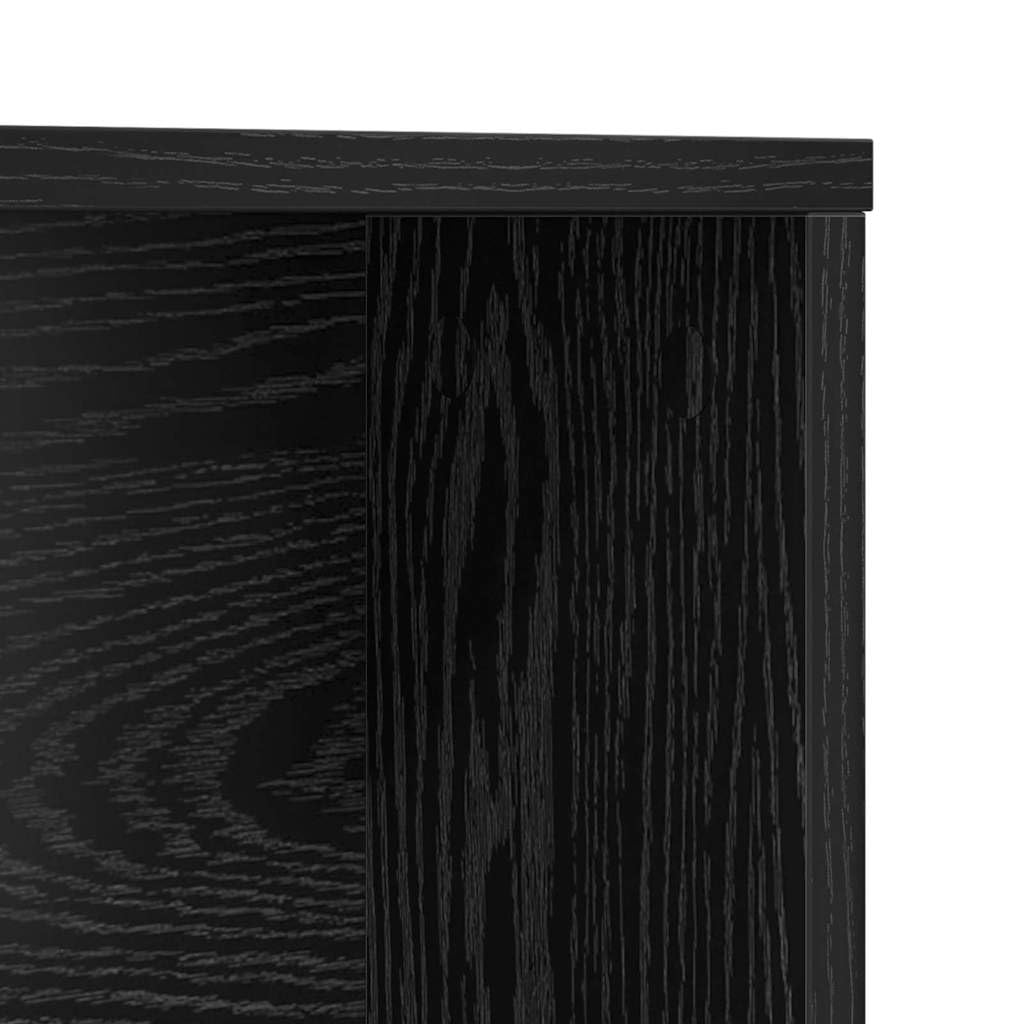 Scrivania con mensola, colore nero, effetto rovere, 91 x 50 x 149 cm, materiale in legno, moderna scrivania per computer per casa, ufficio, giochi, apprendimento, con spazio di archiviazione