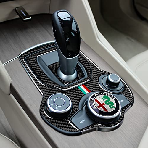 Image of Car Gear Shift Sticker Carbon Fiber Decals Center Console Cover Trim Compatible with Alfa Romeo Giulia 952 Stelvio 949 2016 2017 2018 2019 Accessories
