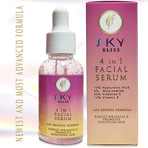 Sky Bliss Anti Aging Serum | Hyaluronic acid | Vitamin C | Vitamin E | Niacinamide | Anti wrinkle | Face serum | Moisturizer | Skin care | 4 in 1 facial serum