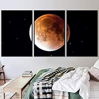 3 Piece Framed Canvas Wall Art Full Moon Canvas Prints Home Artwork Decoration for Living Room,Bedroom - 16