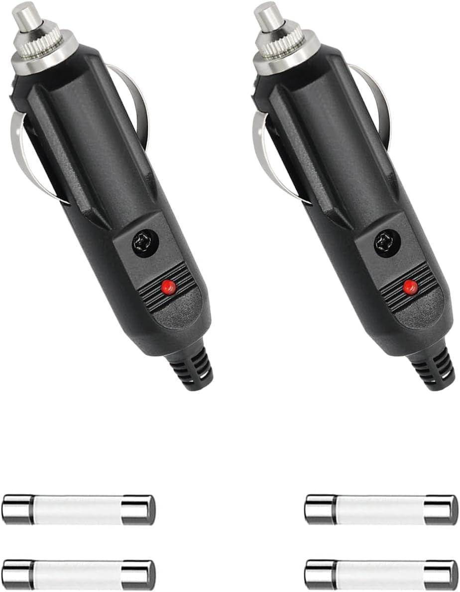 HAKUHO-2 PCS Cigarette Lighter Male Plug, 12V Copper Cigarette Lighter Replacement Aux Socket Plug, Car Cigarette Lighter Male Plug with 15A 20A Replacement Fuse, Car Accessories.
