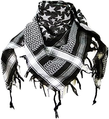 Premium Star Pattern Shemagh Head Neck Scarf - Black/Grey