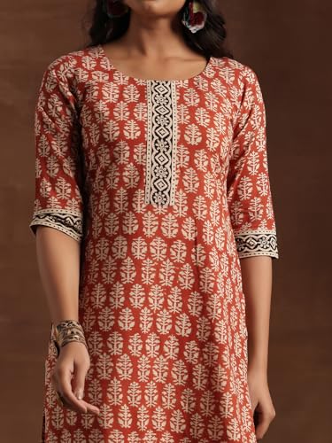 Image of Libas Womens Printed Cotton Straight Kurta With Salwar and Dupatta | daily wear suit