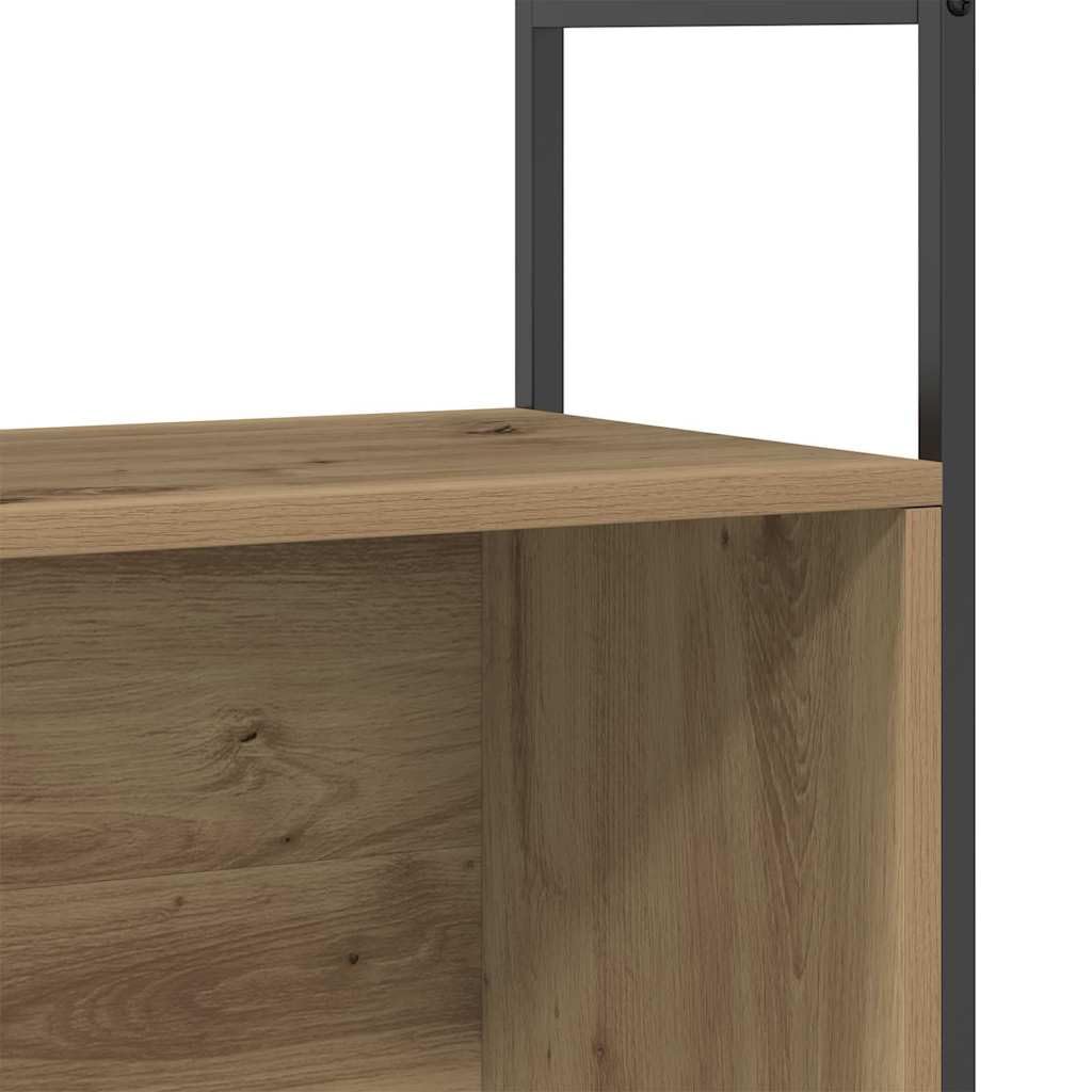 Estantería con soporte de pared, estantería estable para libros, material de madera y metal, estilo industrial, estantería para el hogar, roble artístico