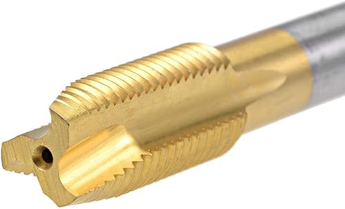 Miniatura 5 de uxcell Tapón de rosca de punta en espiral M14 x 1.5 rosca, roscas de tierra H2 3 flautas, acero de alta velocidad HSS 6542, recubierto de titanio,