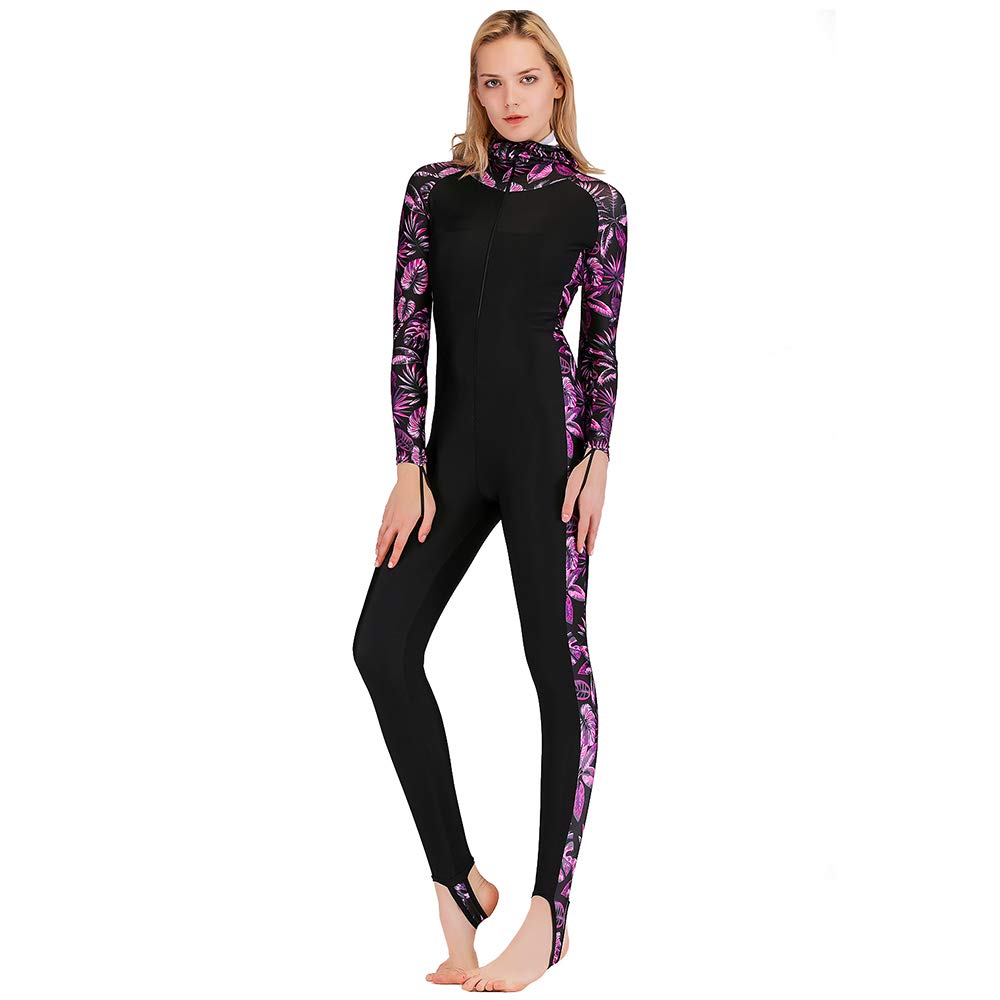Mute per Donna, Completo in Lycra Tuta Intera Anti-UV Siamese a Maniche Lunghe Abbigliamento da Surf ad Asciugatura Rapida per Attrezzatura Subacquea Sport d'Acqua Spiaggia,Purple,L